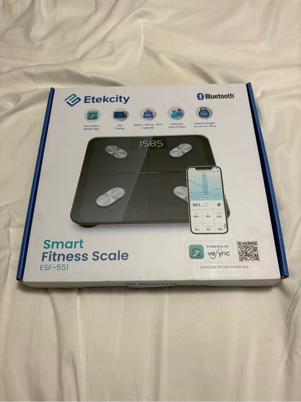 Etekcity Black Smart Fitness Scale ESF-551 with Bluetooth